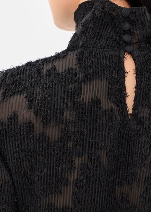 Pleated fil coupe turtleneck Sort A1040479 Ganni 